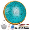 Picture of Steel Tongue Drum, 13 Inches 15 Notes Tongue Drum, Steel Drums for Adults, Steel Pan Drum Song Book, Hand Pan Drum Mallets, Handpan C Major, Malachite Green
