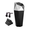 Picture of Ginsco Car Trash Can Cup Holder, Mini Car Trash Can with Lid, Car Accessories for Interior, Leakproof Small Trash Cup for Car, Home, Bedroom with 2 ABS Hooks and 90pcs Trash Bags Silver