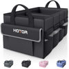 Picture of HOTOR Trunk Organizer for Car - Car Organizer, Foldable Trunk organizer for SUV, Sedan & Van, Car Organization with Sturdy Base Panel for Car Accessories, Black, 2 Compartments, 21.3"×12.6"×10.6"