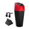 Picture of Ginsco Car Trash Can Cup Holder, Mini Car Trash Can with Lid, Car Accessories for Interior, Leakproof Small Trash Cup for Car, Home, Bedroom with Additional 2 ABS Hooks and 90pcs Trash Bags Red
