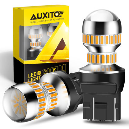 Picture of AUXITO LED Turn Signal Lights Tail Lights 7443 7440 T20 7440A LED Bulbs Amber Yellow Bright 7441 7444 7444NA W21W LED Replacement Light for Front Rear Turn Signal Marker Blinker Lights(Pack of 2)