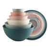 Picture of COOK WITH COLOR Mixing Bowls with TPR Lids - 12 Piece Plastic Nesting Bowls Set includes 6 Prep Bowls and 6 Lids, Microwave Safe (Teal)
