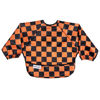 Picture of Tiny Twinkle Mess Proof Baby Bib, Cute Full Sleeve Bib Outfit, Waterproof Bibs for Toddlers, Machine Washable, Tug Proof, Baby Smock for Eating, Long Sleeved (Orange,Black Checkers, Small 6-24 Months)