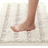 Picture of H.VERSAILTEX Bathroom Rugs Bath Rugs for Bathroom Non Slip Bath Mats Extra Thick Chenille Striped Rug 17" x 24" Absorbent Soft Shaggy Washable Dry Fast Bath Mats for Bathroom Floor - Ivory