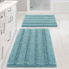 Picture of H.VERSAILTEX Extra Thick Chenille Striped Pattern Bath Rugs for Bathroom Non Slip - Soft Plush Shaggy Mats for Floor, Indoor, Entryway (Aqua Haze, 32 x 20 Plus 24 x 17 - Inches)