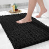 Picture of Yimobra Bath Rug Mat, 32 x 20, Soft Shaggy Non-Slip Chenille Bathroom Rugs, Large Size, Super Absorbent and Thick, Machine Washable Bathroom mat, Tub and Shower, Home Decor Accessories, Black