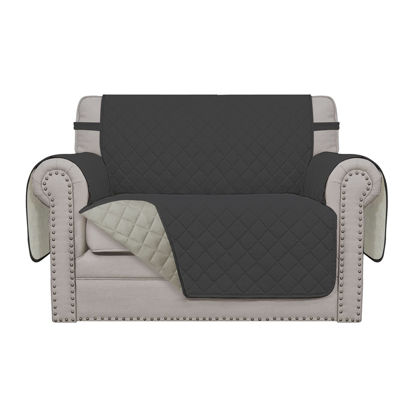 Picture of Easy-Going Oversized Chair Sofa Slipcover Reversible Sofa Cover Water Resistant Couch Cover Furniture Protector Cover with Elastic Straps for Pets Dog (Oversized Chair, Dark Gray/Beige)
