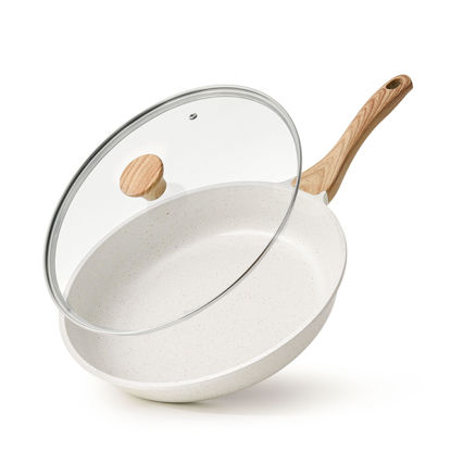 Picture of SENSARTE Nonstick Ceramic Frying Pan Skillet with Lid, 12.5 Inch Omelet Pan, Healthy Non Toxic Chefs Pan, Induction Compatible Egg Pan with Heat Resistant Handle, PFAS-Free
