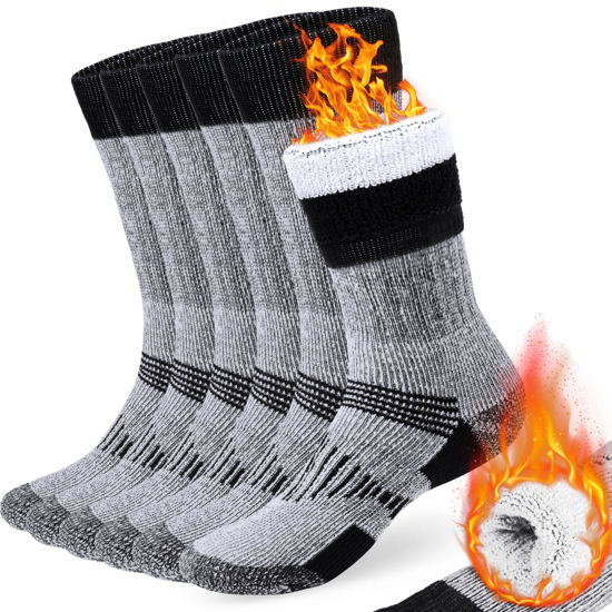 Picture of COZIA Merino Wool Socks for Men and Women Warm thermal Boot Hiking Socks 3 Pairs SM