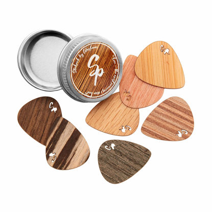 Picture of Stickpick | Set of 7 flexible guitar picks made of real wood | For electric, acoustic and bass guitars in various strengths | In aluminum can | Sustainably manufactured | Made in Germany