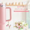 Picture of Letter Charm Accessories for Stanley Cup 1 PCS Cute Initial Keychain Handle Charm for Stanley Tumbler for Women Pink Letter Y