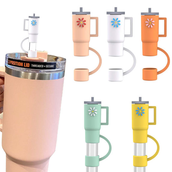 Picture of AIERSA 5Pcs Straw Cover Cap for Stanley Cup, Silicone Straw Topper Compatible with Stanley 30&40 Oz Tumbler with Handle,Mini Cup Straw Tip Covers for Stanley Cups Accessories
