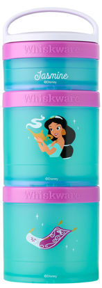 Picture of Whiskware Disney Princess Aladdin, Stackable Snack Containers for Babies, Kids, and Toddlers, 3 Stackable Snack Cups for School or Travel, Backpack and Cupholder Friendly, Jasmine and Magic Carpet
