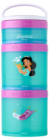 Picture of Whiskware Disney Princess Aladdin, Stackable Snack Containers for Babies, Kids, and Toddlers, 3 Stackable Snack Cups for School or Travel, Backpack and Cupholder Friendly, Jasmine and Magic Carpet