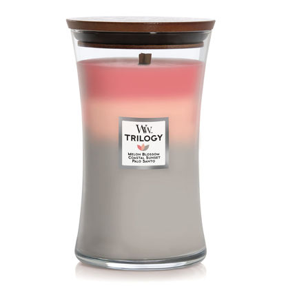 Picture of WoodWick Large Hourglass Candle, Shoreline - Premium Soy Blend Wax, Pluswick Innovation Wood Wick, Made in USA