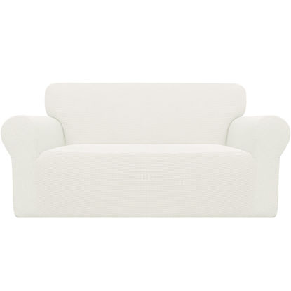 Picture of Easy-Going Stretch Oversized Loveseat Slipcover 1-Piece Sofa Cover Furniture Protector Couch Soft with Elastic Bottom for Kids Polyester Spandex Jacquard Fabric Small Checks Cream