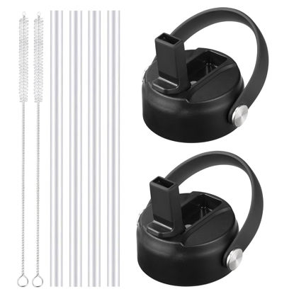 Picture of RRegeny Straw Lid for Hydro Flask Wide Mouth 32 40 oz, Straw Lids with Flexible Handle and Straws compatible with HydroFlask, Replacement Sports Flex Cap Wide Mouth Top 32 40 oz