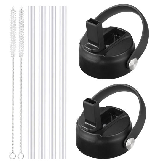 Picture of RRegeny Straw Lid for Hydro Flask Wide Mouth 32 40 oz, Straw Lids with Flexible Handle and Straws compatible with HydroFlask, Replacement Sports Flex Cap Wide Mouth Top 32 40 oz