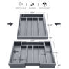 Picture of oridom Expandable Bamboo Kitchen Drawer Organizer for Cutlery and Utensils, Adjustable Bamboo Wood Cutlery Tray in Drawer for Flatware and Silverware in Kitchen, (Grey)