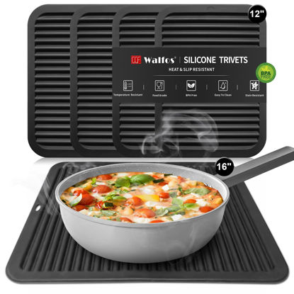 Picture of Walfos XXL Silicone Trivet 16 Inch and Trivets Mats 12 Inch, Trivets for Hot Pots and Pans, Heat Resistant Pot Holders Hot Pads for Kitchen Quartz Countertops, Hot Dishes, 5 Pack
