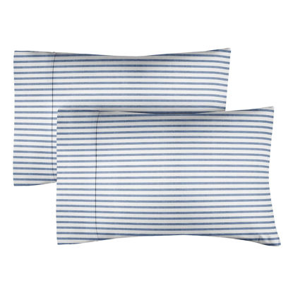 Picture of Queen Pillow Cases Set of 2 - Ultra Soft Hotel Quality Pillowcase Covers - Comfy Cozy Bedding for Women, Men, Kids & Teens - Machine Washable Pillow Protectors - 2 Pieces Set - Queen Size Blue Stripes