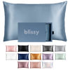 Picture of Blissy Silk Pillowcase - 100% Pure Mulberry Silk - 22 Momme 6A High-Grade Fibers - Silk Pillow Cover for Hair & Skin - Regular, Queen & King with Hidden Zipper (King, Ash Blue)