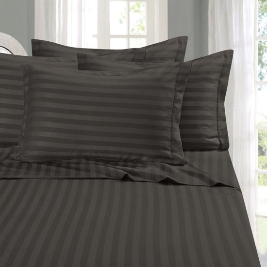Picture of Elegant Comfort Softest and Coziest 4-Piece Sheet Set - 1500 Premium Hotel Quality Microfiber - Luxurious Wrinkle Resistant 4-Piece Damask Stripe Bed Sheet Set, Twin XL, Grey
