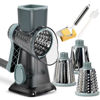 Picture of KEOUKE Rotary Cheese Grater with Handle Vegetable Cheese Shredder Slicer Grater for Kitchen 3 Changeable Blades for Cheese Potato Zucchini Nuts Chocolate - GreyBlue