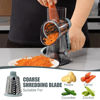 Picture of KEOUKE Rotary Cheese Grater with Handle Vegetable Cheese Shredder Slicer Grater for Kitchen 3 Changeable Blades for Cheese Potato Zucchini Nuts Chocolate - GreyBlue
