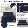 Picture of CozyLux California King Comforter Set with Sheets 7 Pieces Bed in a Bag Navy Cal King All Season Bedding Sets with Comforter, Pillow Shams, Flat Sheet, Fitted Sheet and Pillowcases