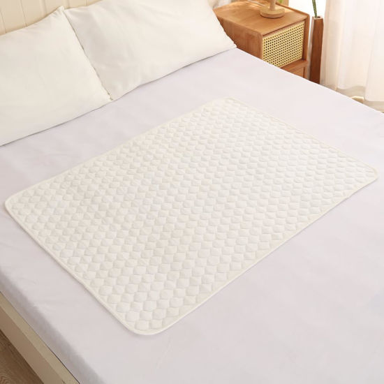 Picture of BlueSnail Washable Underpads,Waterproof,Soft, Portable and Reusable Incontinence Pads for Toddler,Adults,Elderly and Pets (31" x 40" Pack of 2)(White)