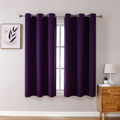 Picture of ChrisDowa Grommet Blackout Curtains for Bedroom and Living Room - 2 Panels Set Thermal Insulated Room Darkening Curtains (Royal Purple, 42W x 63L)