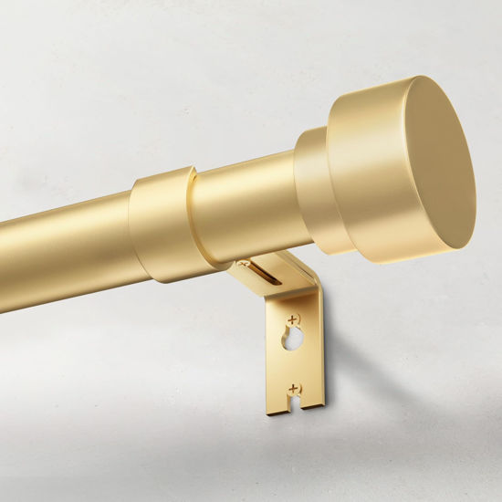 Picture of IFELS Heavy Duty Curtain Rods for Windows 66 to 120 Inch, 1 Inch Adjustable Gold Curtain Rod with Easy Installation and Modern Design,Wall Mount (A1,Gold,30-120")