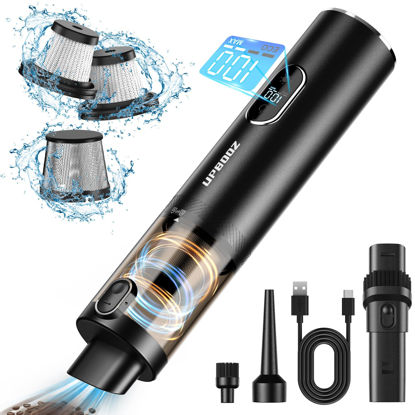 Picture of Handheld Vacuum Cordless, Upbooz Portable Car Vacuum, 14000PA Powerful Suction Vacuum Cleaner with LED Light and Air Duster 2 in 1, Low Noise Rechargeable Mini Hand Held Vacuum for Car Home Pet Office