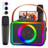 Picture of Karaoke Machine,Portable Bluetooth Karaoke Speaker with 2 Instrument Wireless Microphone for Adults & Kids with LED Lights, Karaoke Microphone with PA System Supports USB/TF/AUX,Gift for Party