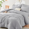 Picture of HYMOKEGE Light Grey Queen Comforter Set Seersucker 7 Pieces, All Season Luxury Bed in a Bag for Bedroom, Bedding Set with Comforters, Sheets, Pillowcases & Shams