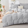 Picture of HYMOKEGE Light Grey Queen Comforter Set Seersucker 7 Pieces, All Season Luxury Bed in a Bag for Bedroom, Bedding Set with Comforters, Sheets, Pillowcases & Shams