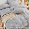Picture of HYMOKEGE Light Grey Queen Comforter Set Seersucker 7 Pieces, All Season Luxury Bed in a Bag for Bedroom, Bedding Set with Comforters, Sheets, Pillowcases & Shams