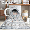 Picture of CHAMPLANT 5x7 Washable Thin Foldable Area Rug Gray Vintage Rug Traditional Floor Cover Retro Kitchen Indoor Distressed Non Slip Carpet Floral Print Mat Bedroom Living Room