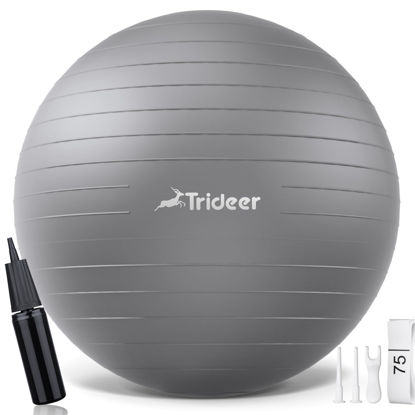 Picture of Trideer Yoga Ball - Exercise Ball for Workout pilates Stability - Anti-Burst and Slip Resistant for physical therapy, Birthing, Stretching & Core Workout, Office Ball Chair, Flexible Seating, Home Gym
