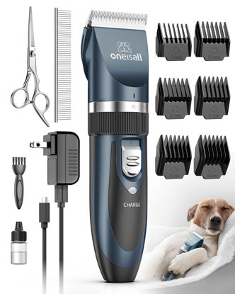 Picture of oneisall Dog Clipper Low Noise, Dog Grooming Kit with Rechargeable, Dog Shaver Cordless Electric Quiet Hair Clipper Set for Dog Cats Pets（Navy）