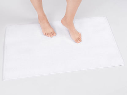 Picture of Cotton Paradise 100% Cotton Non Slip Bath Mats for Bathroom, 17x24 inch Soft Absorbent Quick Dry Machine Washable Floor Bath Mat, White Bath Rug