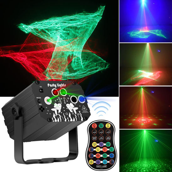 Picture of Enjoyedled DJ Disco Stage Party Lights - Northern Laser Light Effect RGB Led Sound Activated Strobe Lighting with Remote Control for Indoor Birthday Halloween Karaoke Club KTV