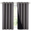 Picture of NICETOWN 100% Blackout Curtains with Black Liners, Thermal Insulated Full Blackout 2-Layer Lined Drapes, Noise Cancellation Window Draperies for Dining Room (Grey, 2 Panels, 52-inch W by 54-inch L)