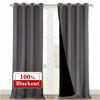 Picture of NICETOWN 100% Blackout Blinds, Set of 2, 52 inches x 120 inches, Laundry Room Decor Window Treatment Curtains for Large Patio Sliding Door, Thermal Insulated Grey Curtains for Bedroom
