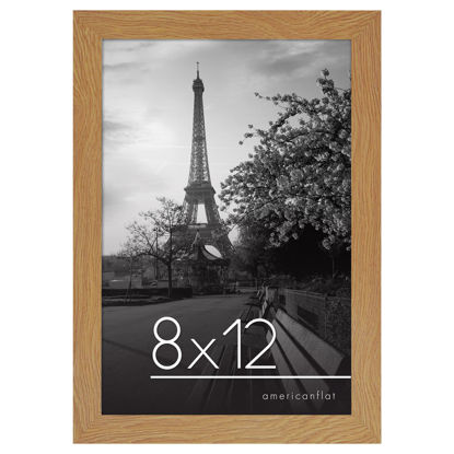 Picture of Americanflat 8x12 Picture Frame in Oak - Composite Wood with Shatter Resistant Glass - Horizontal and Vertical Formats for Wall and Tabletop