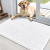 Picture of OLANLY Dog Door Mat for Muddy Paws 36x24, Absorbs Moisture and Dirt, Absorbent Non-Slip Washable Mat, Quick Dry Chenille, Mud Mat for Dogs, Entry Indoor Door Mat for Inside Floor, White