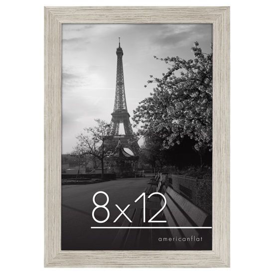 Picture of Americanflat 8x12 Picture Frame in Drift wood - Composite Wood with Shatter Resistant Glass - Horizontal and Vertical Formats for Wall and Tabletop