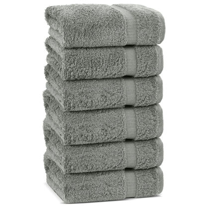 Picture of Chakir Turkish Linens | Hotel & Spa Quality 100% Cotton Premium Turkish Towels | Soft & Absorbent (6-Piece Hand Towels, Gray)