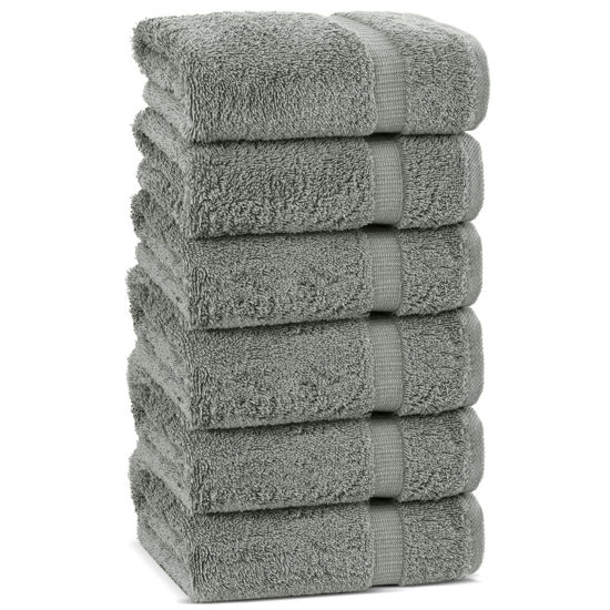 Picture of Chakir Turkish Linens | Hotel & Spa Quality 100% Cotton Premium Turkish Towels | Soft & Absorbent (6-Piece Hand Towels, Gray)